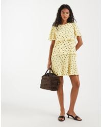Pieces - Textured Tiered Mini Dress - Lyst