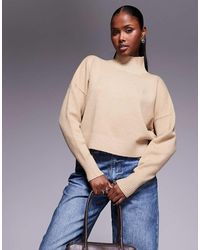 HUGO - Sesty Tonal Logo High Neck Oversized Fit Knit Sweater - Lyst