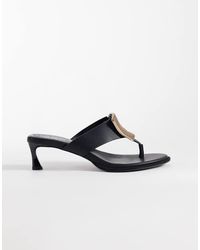 ASOS - Horizon Trim Detail Chunky Toe Thong Kitten Heel Sandals - Lyst