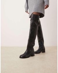 ASOS - Kensington Leather Heeled Over The Knee Boots - Lyst