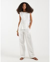 Vero Moda - Linen Look Tailored Wide Barrel Trousers Co-ord - Lyst