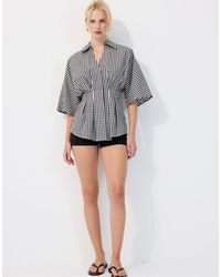 Stradivarius - Poplin Shirt With Kimono Sleeves And Pleats - Lyst
