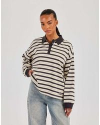 CERNUCCI - Oversized Textured Stripe Polo Top - Lyst
