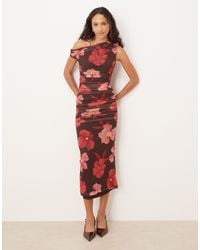 Mango - – asymmetrisches netzstoff-midikleid - Lyst