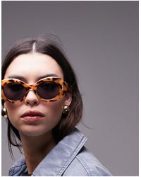 TOPSHOP - Peony - occhiali da sole rotondi oversize tartarugati - Lyst