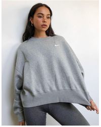 Nike Серый Oversized-свитшот С Маленьким Логотипом-галочкой