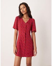 Glamorous - Mini Jurk Met Korte Mouwen En Knoopsluiting - Lyst