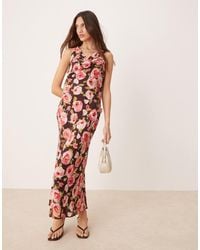 Mango - Robe longueur mollet à imprimé fleuri et col bénitier - Lyst