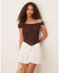 ASOS - Texture Off The Shoulder Short Sleeve Top With Tie Detail - Lyst