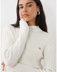 Calvin Klein - Woven Label Turtle Neck Jumper With Frill Edge - Lyst