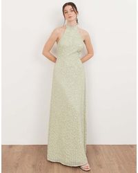 Maya - Linear Embellishment Halter Neck Maxi Dress - Lyst