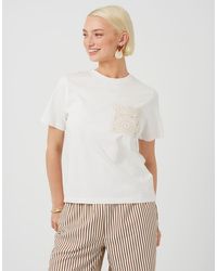 Brave Soul - Cotton T-Shirt With Crochet Chest Pocket - Lyst