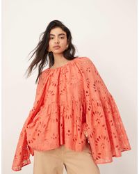 ARRANGE - Oversized Organdi Broderie Smock Top - Lyst