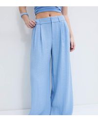 Stradivarius - Petite Rustic Wide-Leg Trousers With Adjustable Buttons - Lyst