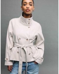 Stradivarius - High Neck Leather Effect Trench Coat - Lyst