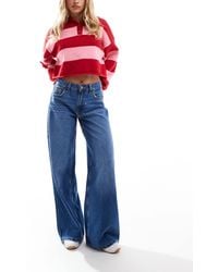 Bershka - Petite High Waisted Wide Leg Jeans - Lyst