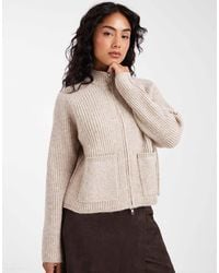 ASOS - Knitted Fisherman Rib Bomber Jacket With Pocket Detail - Lyst