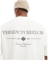 The Couture Club - Camiseta blanco hueso holgada con estampado gráfico - Lyst