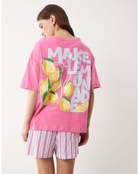 ASOS - Pigiama Con T-Shirt Oversize E Pantaloncini Blu E Con Grafica Limonata - Lyst