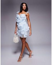 ASOS - 3D Floral Embellished Lace Mini Dress - Lyst