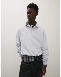 Bershka - Buttoned Polo Collar Sweatshirt - Lyst