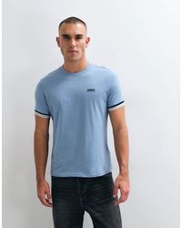 Barbour - Newport T-Shirt Met Korte Mouwen, Contrasterende Bies En Logo - Lyst