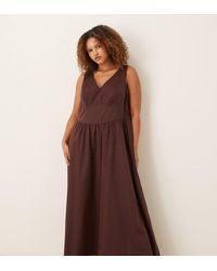 ASOS - Asos Design Curve Waisted V Neck Maxi Dress With Seaming Details - Lyst