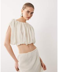 SNDY'S - Chiffon Heavy Drape Detail Cropped Top - Lyst