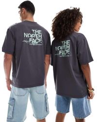 The North Face - Camiseta Lavado Extragrande Con Estampado De Montaña Delineada En La Espalda Mountain Sketch De - Lyst