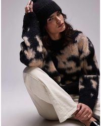 TOPSHOP - Knitted High V-neck Fluffy Cardigan Dress - Lyst