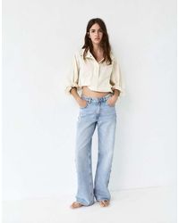 Pull&Bear - baggy Jeans With Button Detail - Lyst