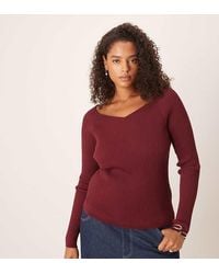 ASOS - Asos Design Curve Knitted Structured V Neck Top - Lyst