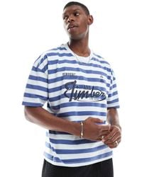 ASOS - Boxy Oversized Dropped Shoulder Striped T-shirt With Back Print - Lyst