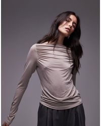 & Other Stories - Ruche Boat Neck Top With Long Sleeves - Lyst