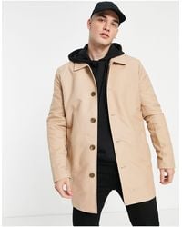 ASOS Shower Resistant Single Breasted Trench Coat - Natural