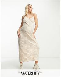 Cotton On - Cotton on maternity - robe nuisette mi-longue à col en v et carreaux vichy - taupe - Lyst