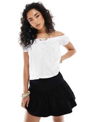 Miss Selfridge - Boho Lace Trim Jersey Blouse - Lyst
