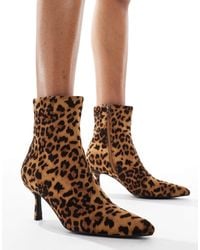 Glamorous - – stiefeletten mit leopardenmuster und kitten-heel-absatz - Lyst