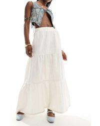 Pieces - Gonna Lunga Bohémien Bianca A Balze - Lyst