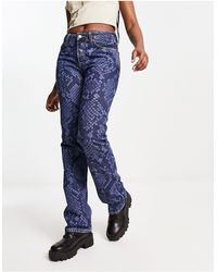 Weekday - Pin - jean droit à taille mi-haute avec imprimé serpent au laser - Lyst