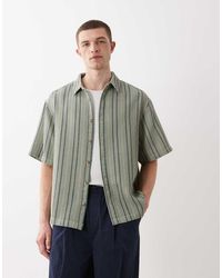 ASOS - Oversized Waffle Textured Stripe Shirt - Lyst