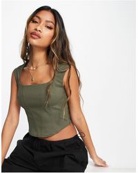 ASOS - Capped Sleeve Corset Top With Seaming Detail - Lyst