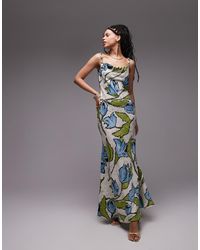 TOPSHOP - Midi-Slipdress Met Gedrapeerde Halslijn En Bandjes Met Kralen - Lyst