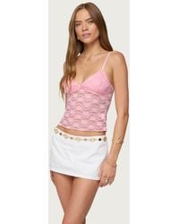 Edikted - Eira Sheer Lace Tank Top - Lyst