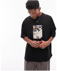 TOPMAN - X ashmolean - t-shirt ultra oversize avec imprimé woodblock bokashi - Lyst