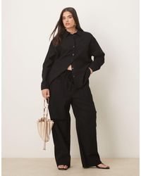 ASOS - Curve - pantalon d'ensemble à enfiler aspect lin - Lyst