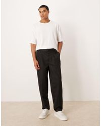 ASOS - Smart Straight Leg Trouser With Part Elastic Waistband - Lyst