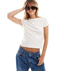 Mango - Camiseta blanca con diseño encogido - Lyst