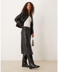Jdy - Faux Leather Midi Skirt - Lyst