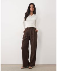 4th & Reckless - Pantalon large ajusté taille haute en ensemble coordonné chocolat - Lyst